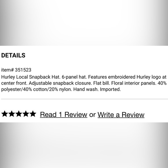 NWT Men's Hurley Local Snapback Hat - Picture 6 of 6